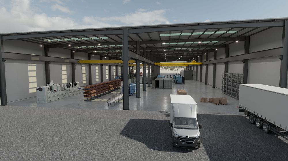 Visualisation of the planned fit-out, looking down the length of the bay.