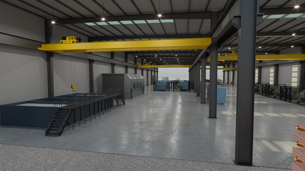 Visualisation of the planned crane bay and mezzanine.